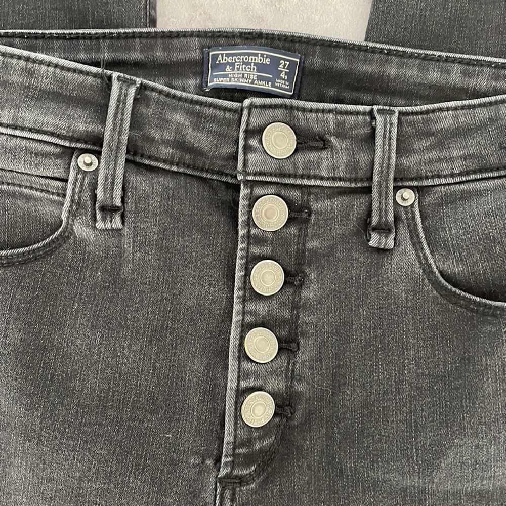Abercrombie & Fitch high rise super skinny ankle stretchy button fly size 27/4S - Picture 7 of 14